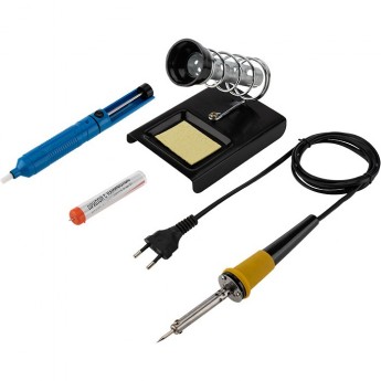 Набор для пайки REXANT №4 (паяльник 30 Вт, оловоотсос, подставка, припой, губка) Набор для пайки REXANT №4 (паяльник 30 Вт, оловоотсос, подставка, припой, губка)