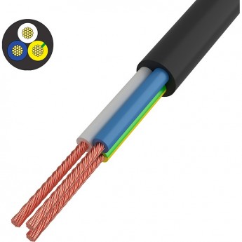 Провод REXANT ПВС 3x0.75 мм² соединительный черный 5 м Провод REXANT ПВС 3x0.75 мм² соединительный черный 5 м