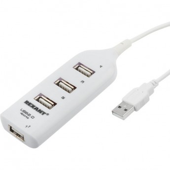 Разветвитель REXANT USB 2.0 на 4 порта белый