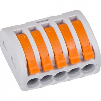 Универсальная клемма REXANT СМК 222-415, 5-проводная серая 0,08-2,5/4 мм² (блистер 5 шт./уп.)