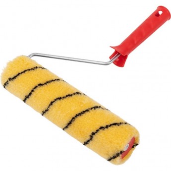 Валик REXANT, ворс 11 мм, ширина ролика 240 мм, бюгель 6 мм, Ø 42 мм, полиакрил желтый с черной полосой Валик REXANT, ворс 11 мм, ширина ролика 240 мм, бюгель 6 мм, Ø 42 мм, полиакрил желтый с черной полосой